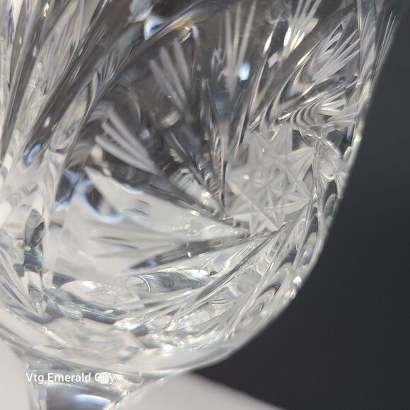Vtg American Cut Crystal Co. ELEANOR Star & Fan Cut Pattern Wine Goblet Set Of 3 - Picture 9 of 12